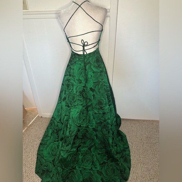 Madison James Green Floral Maxi Dress Criss-cross back size 4 - Picture 4 of 7